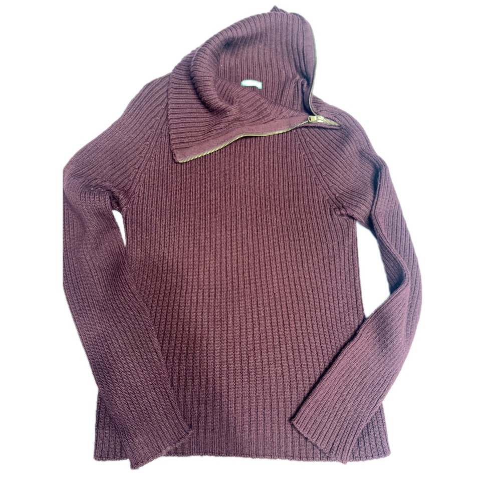 Benetton Made in Italy Sweater Womens Half Zip Collared Pullover Top size S